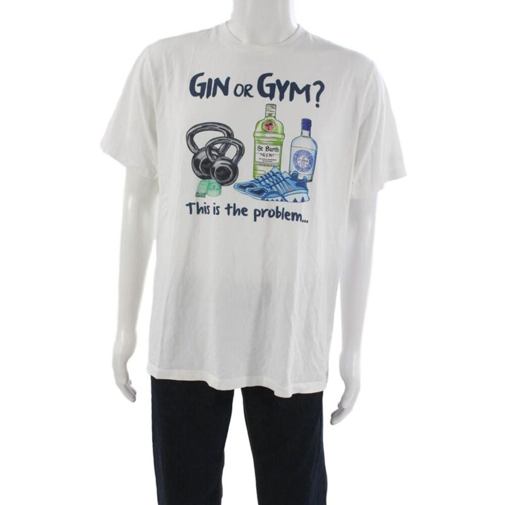 MC2 Saint Barth Mens White Graphic Crew Neck Short Sleeve T-Shirt Size XL